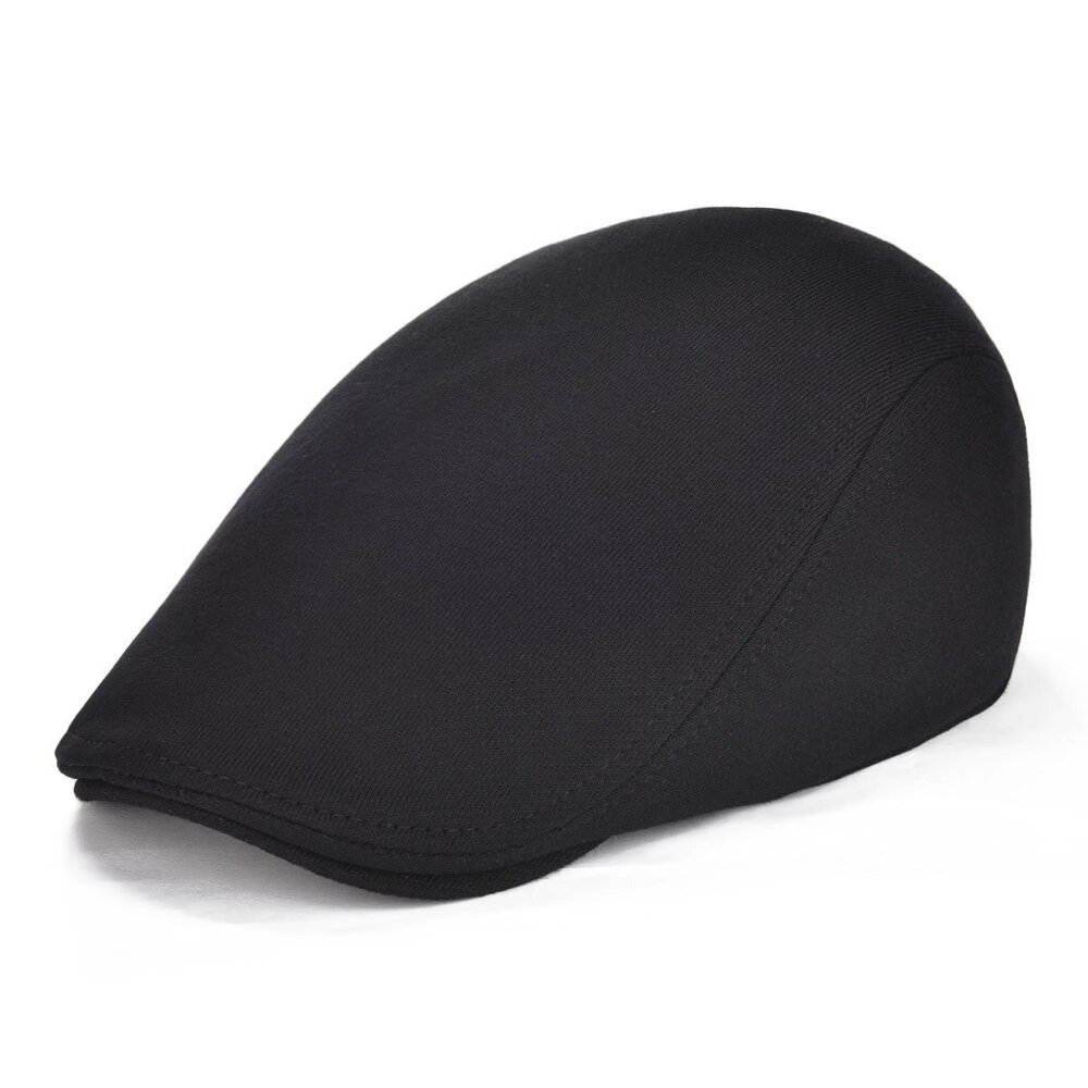 Classic Newsboy Cap Cotton Flat Ivy Hat for Men Black